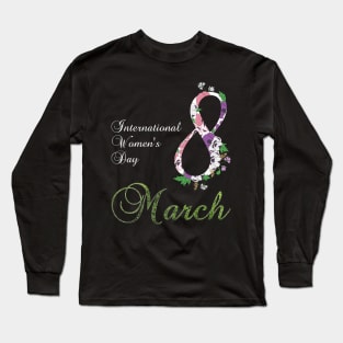 International Women's Day Pansy Flower March 8 2023 Long Sleeve T-Shirt